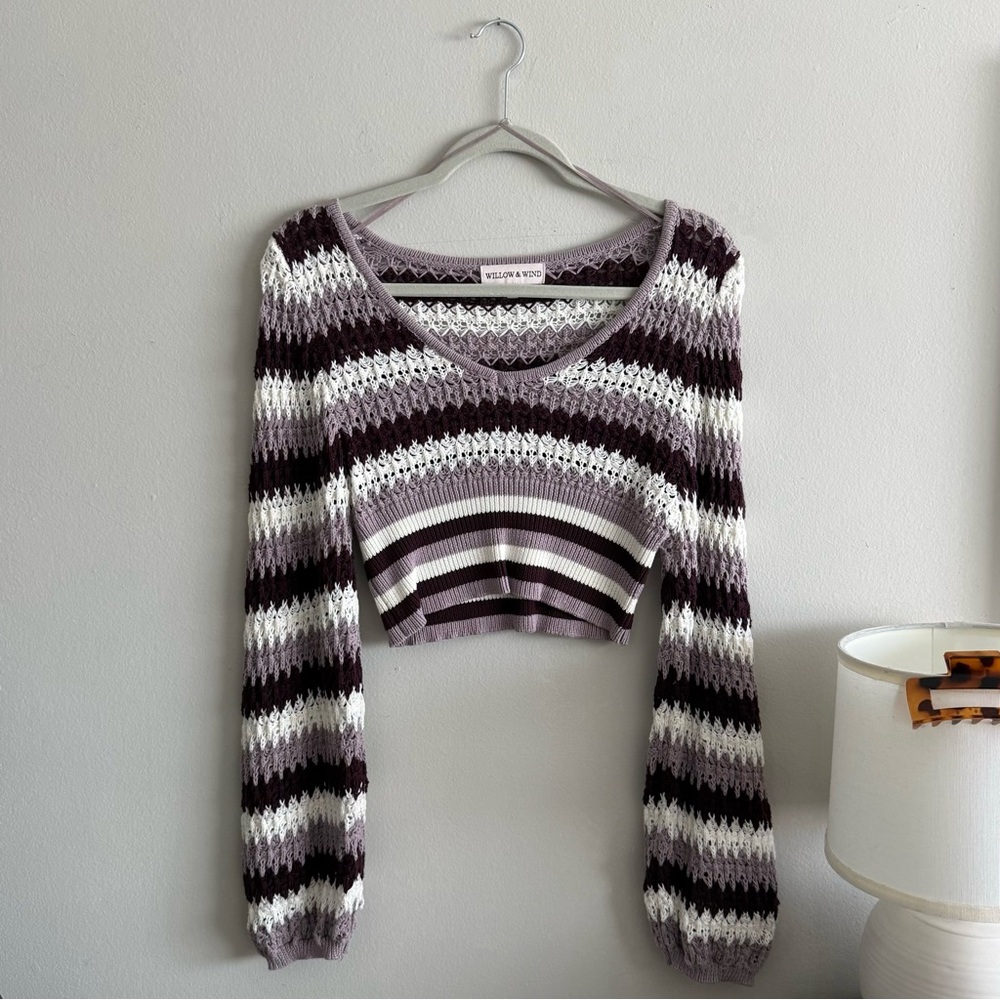 Willow + Wind Striped Cropped Sweater | Size S